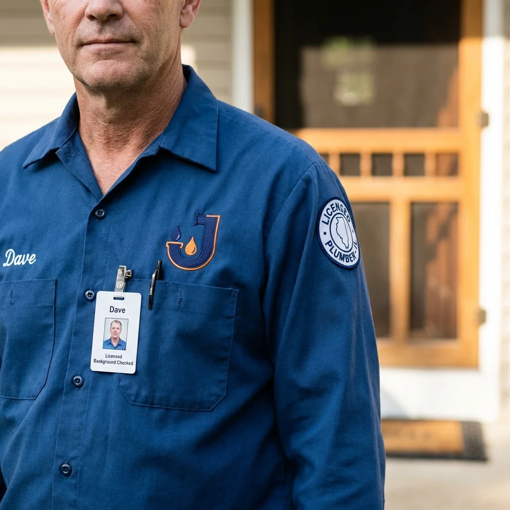 Licensed plumber showing ID badge in Carthage, MO