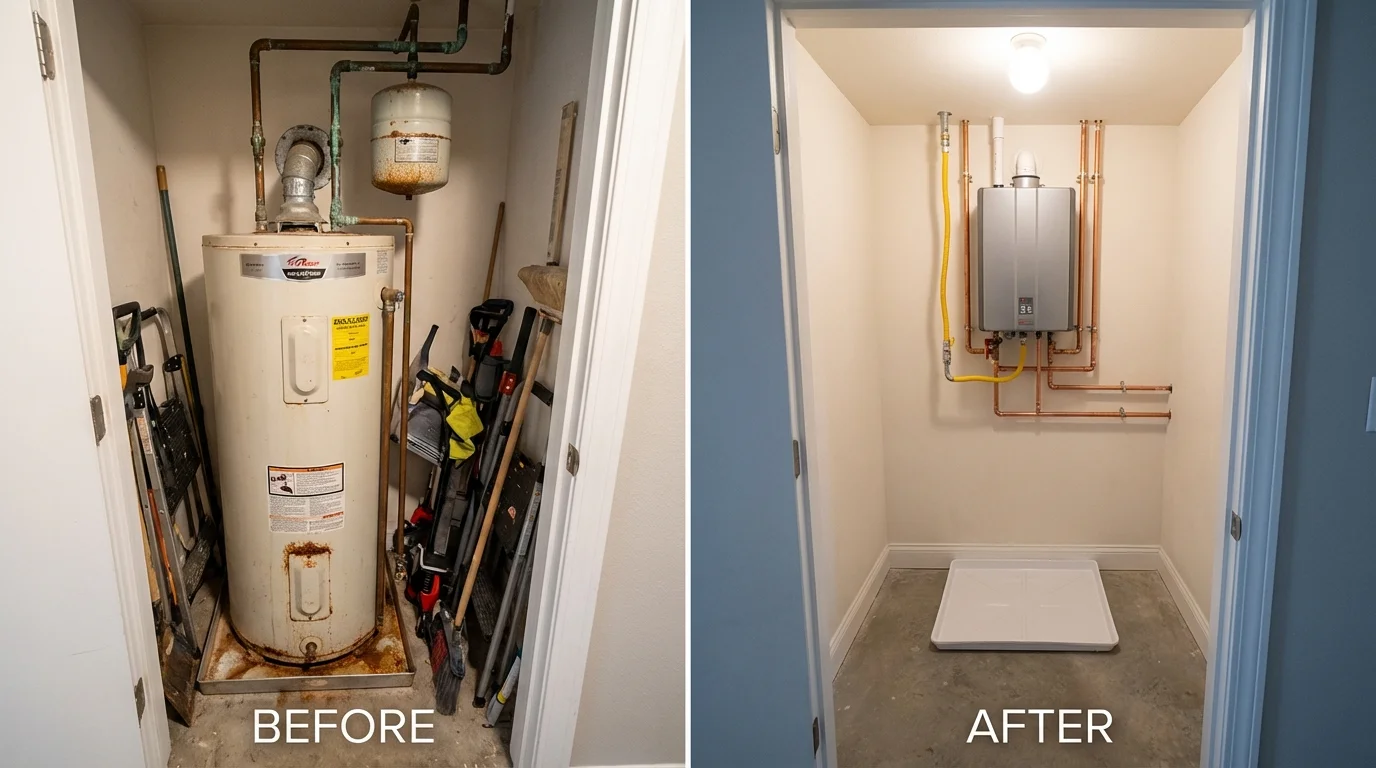 Tank water heater versus wall-mounted tankless unit comparison for Carthage, MO homeowners